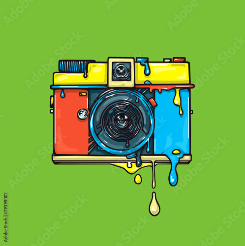 Bright color camera. Artwork. photo