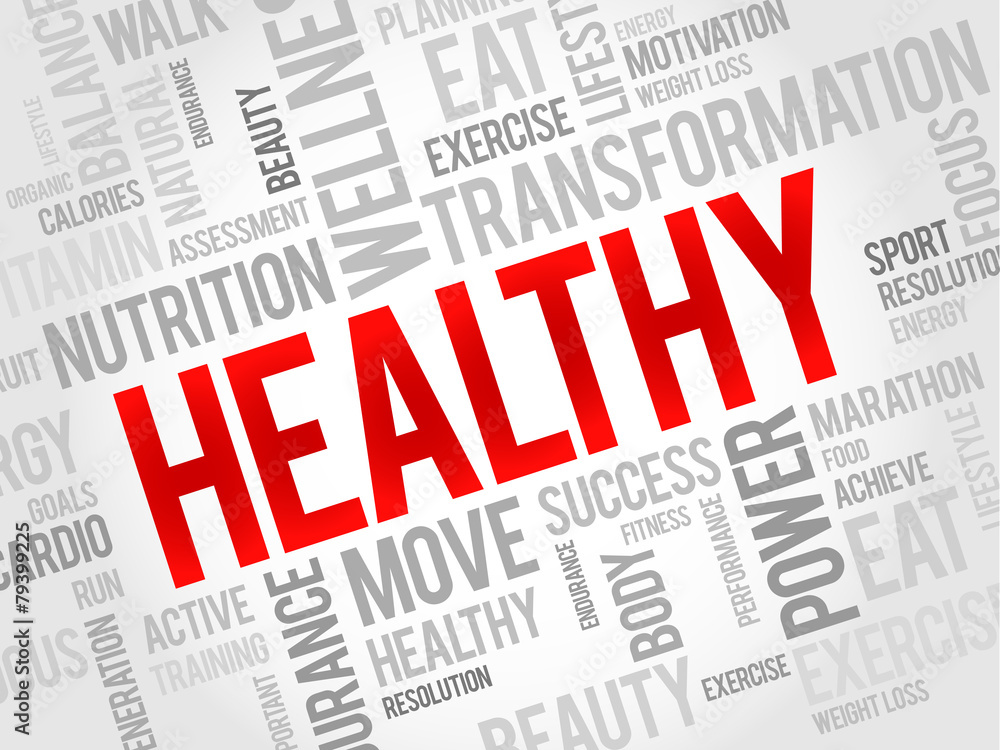 HEALTHY word cloud, fitness, sport, health concept HEALTHY word cloud, fitness, sport, health concept