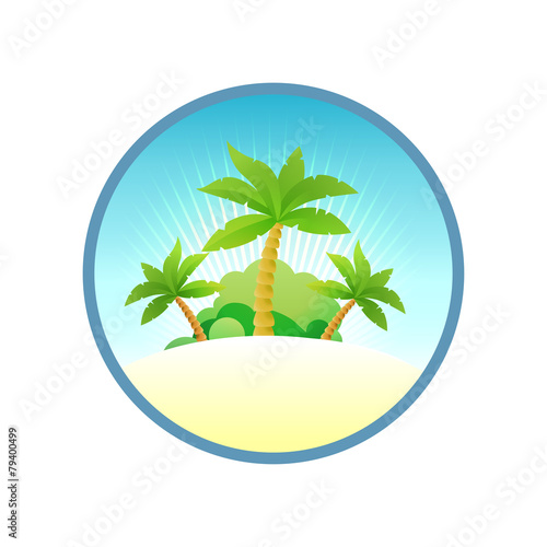 Tropical Island  Vector Nature Landscape Illustration