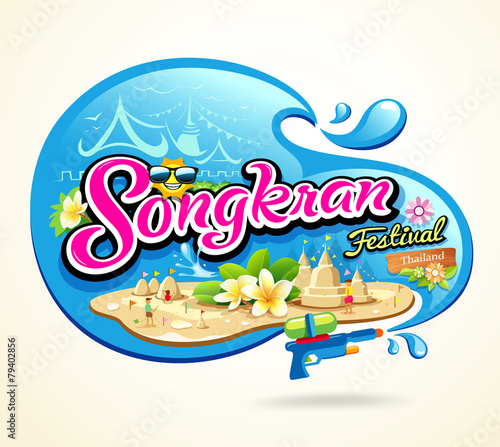 Songkran Festival Period of April  in the summer of Thailand