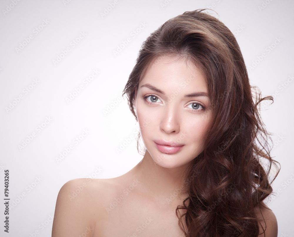 Close up portrait of beautiful young woman face. Isolated on Close up portrait of beautiful young woman face. Isolated on