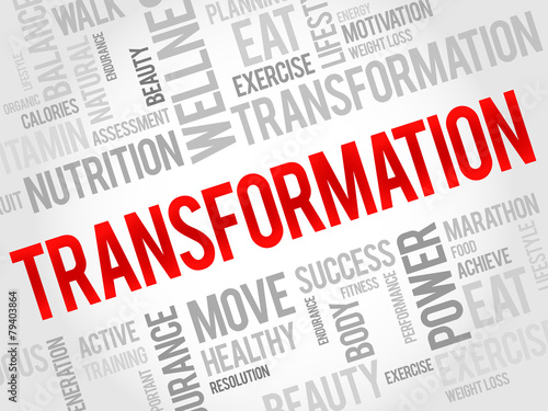 TRANSFORMATION word cloud, fitness, sport, health concept