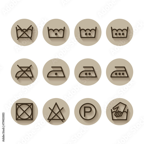 Instruction laundry, drycleaning, care icons, washing symbols