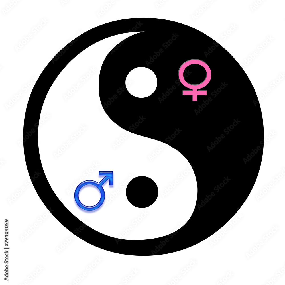 Yin yang with male and female symbols Yin yang with male and female symbols