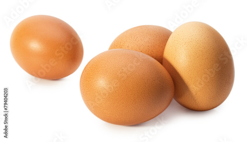 chicken eggs isolated on the white background