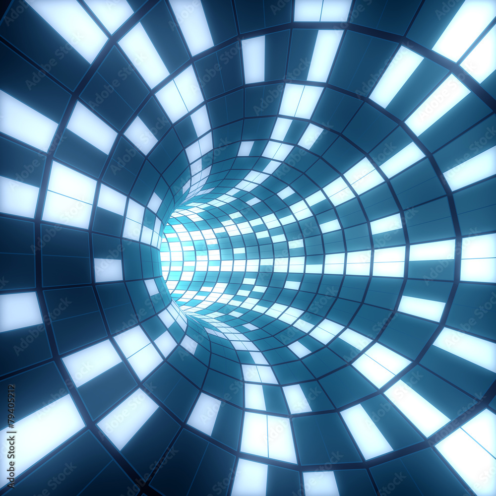 Abstract background. Illustration of 3d tunnel with squares Abstract background. Illustration of 3d tunnel with squares