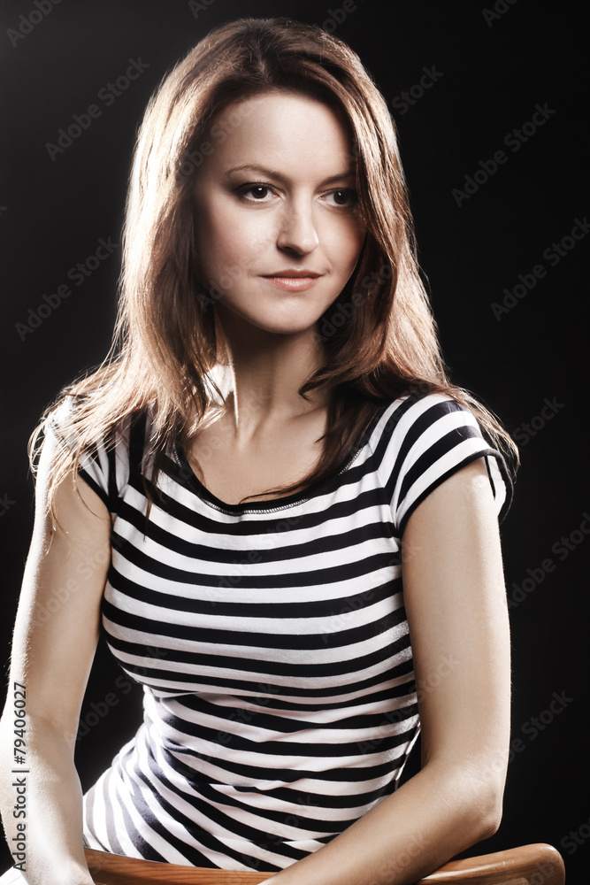 Sailor woman portrait striped vest Sailor woman portrait striped vest
