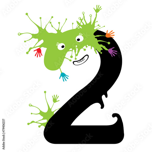 Illustration of Two Number with monster. Design numbers set.