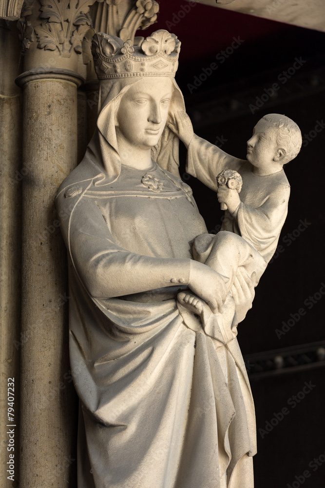 Paris -  the Sainte-Chapelle. statue of Virgin Mary