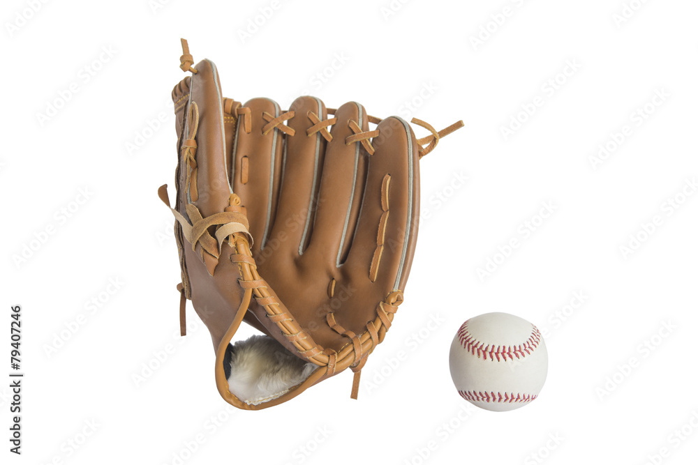 baseball glove and ball isolated on white background Stock Photo