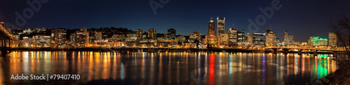 Portland City Skyline Night Scene Panorama © jpldesigns