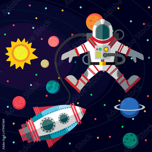 Outer space. Illustration in style flat