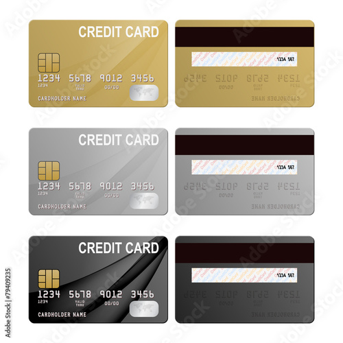 Realistic credit cards set