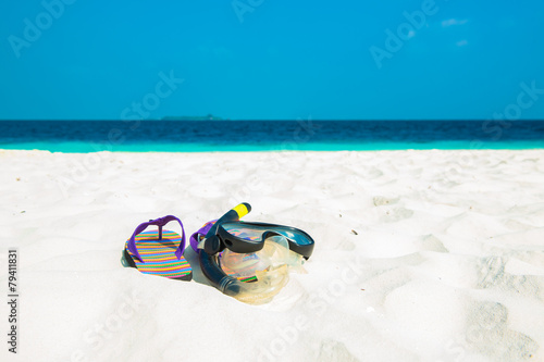 Εκτύπωση καμβά Sand beach and ocean wave, South Male Atoll. Maldives