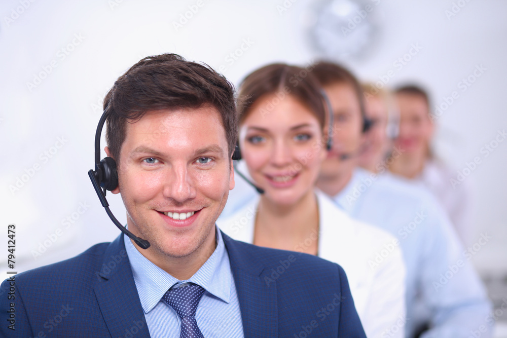Attractive Smiling positive young businesspeople and colleagues Attractive Smiling positive young businesspeople and colleagues