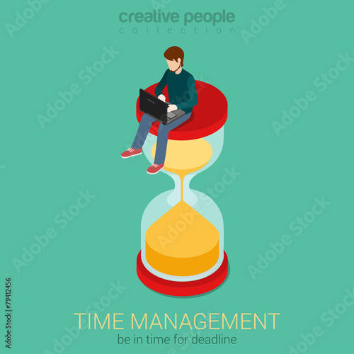 Time is money flat 3d web isometric infographic business concept
