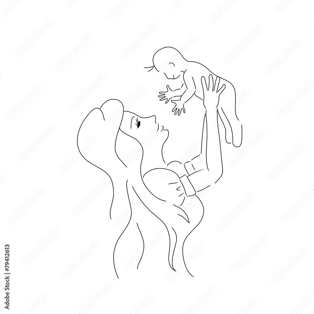 Obraz premium Vector mother baby. Mother day card.