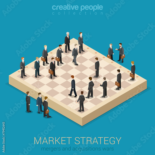 Corporate business market strategy flat style 3d isometric