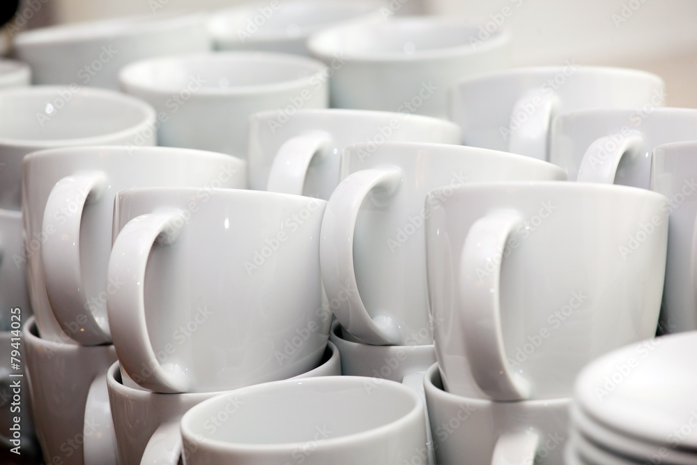 Fototapeta premium Many stacked of white cups