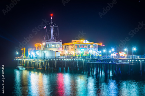 The Harbor Office on the Santa Monica Pier at night, in Santa Mo