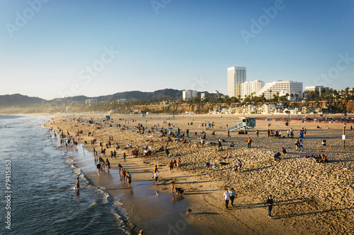 View of the beach in Santa Monica, California.