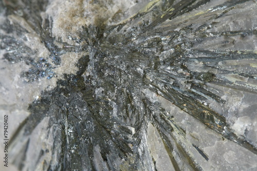 close up antimony mineral in stone, stibnite