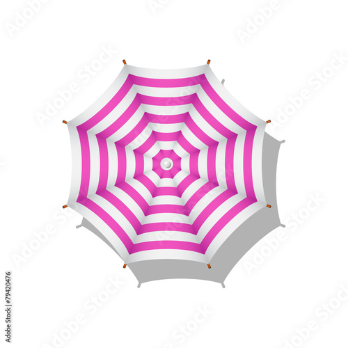 Pink and white striped beach umbrella