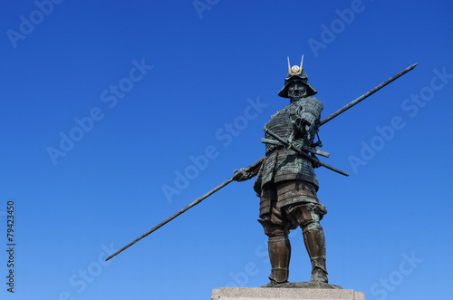 Bronze statue of samurai