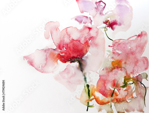 Obraz na płótnie Papier akwarelowy kwiaty