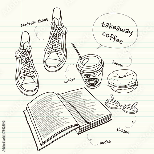 still life of book and shoes