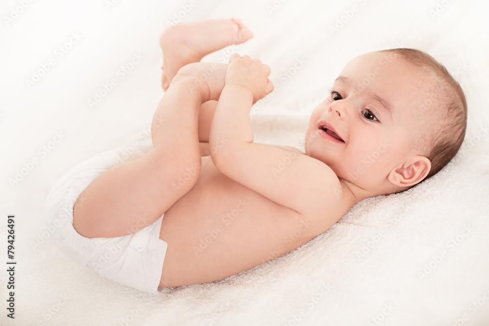 Bright portrait of adorable baby on white Bright portrait of adorable baby on white