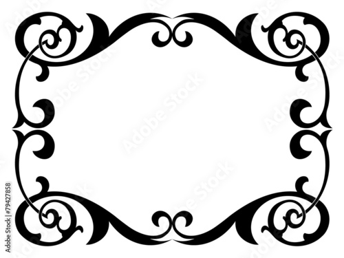 calligraphy penmanship curly baroque frame black