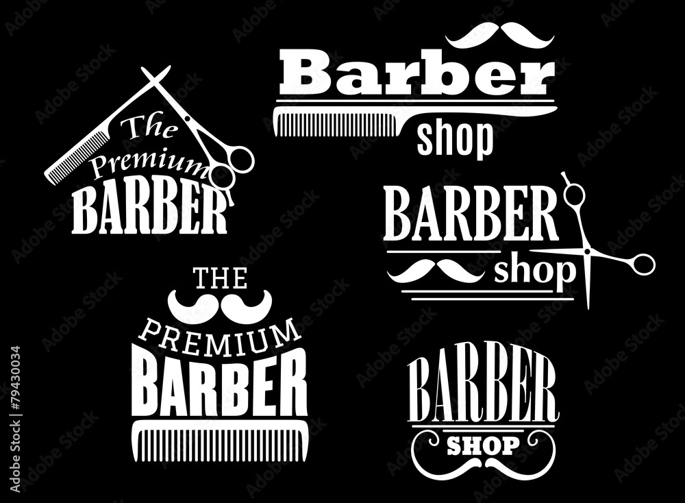 Fototapeta premium Banners, signs and pointers for barber shop