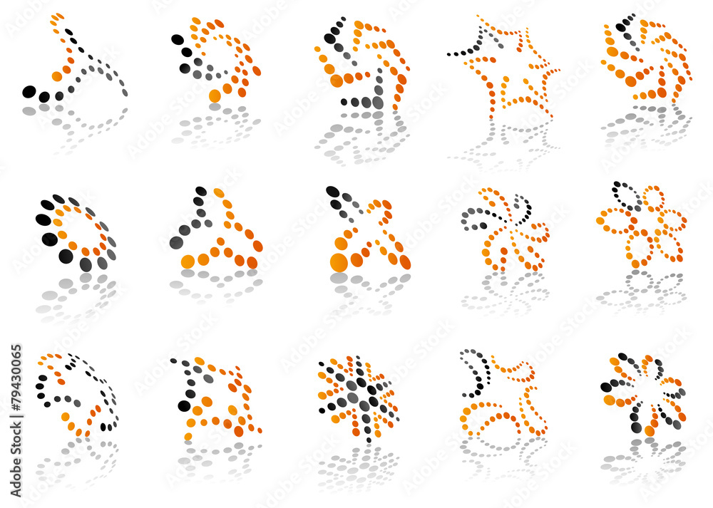 Black and orange dotted icons Black and orange dotted icons