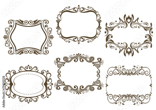 Retro vignettes and frames set