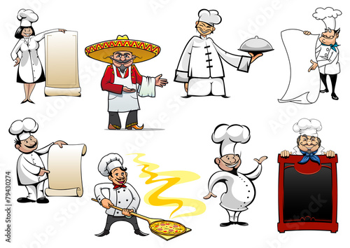 Variety cartoon chefs and bakers