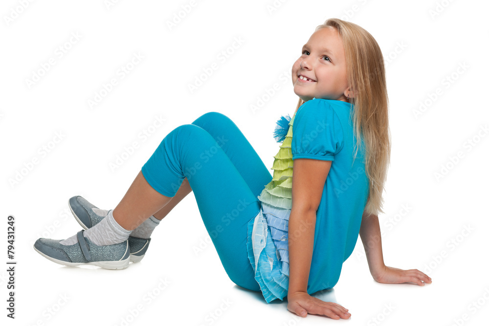 Happy little girl imagines Happy little girl imagines