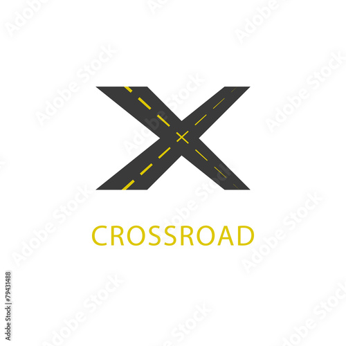 Crossroad icon, road sign
