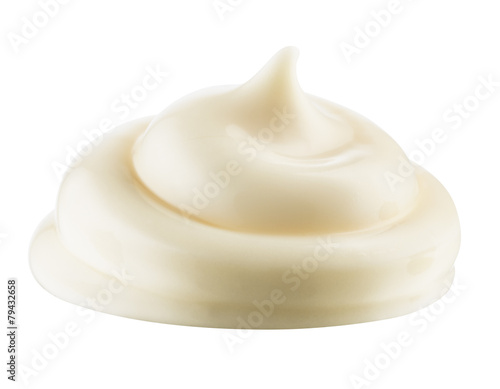 Handful of mayonnaise. Swirl on white background. Clipping path.