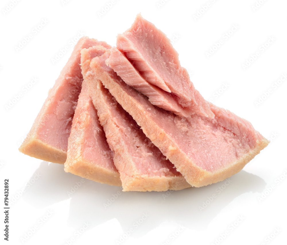 Tuna. Canned fish on white Tuna. Canned fish on white