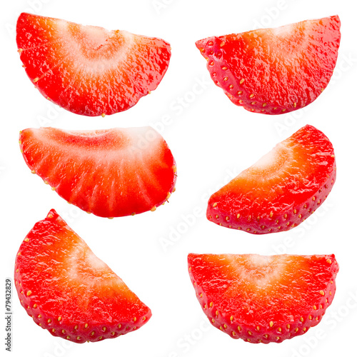 Strawberry. Piece and slice isolated. Collection. Clipping path
