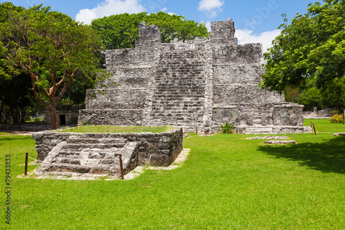 El Meco. Mayan archeological site near Cancun, Mexico. View of t