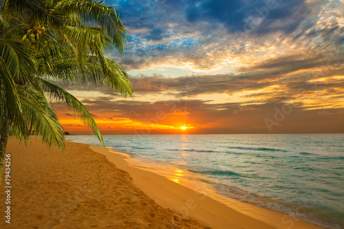 sunrise in a Caribbean beach