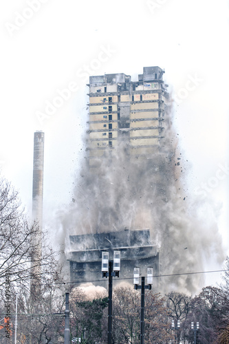 Fotografi Building demolition by implosion