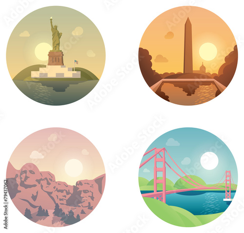 Photography Icons set  landmarks and cultures