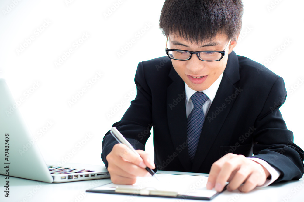 Businessman analyzing investment charts. Accounting Businessman analyzing investment charts. Accounting