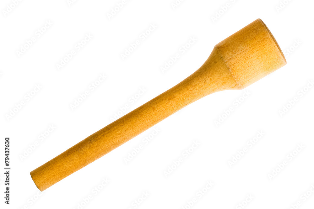 Old small wooden pestle isolated on white background. Old small wooden pestle isolated on white background.