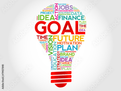 GOAL bulb word cloud, business concept