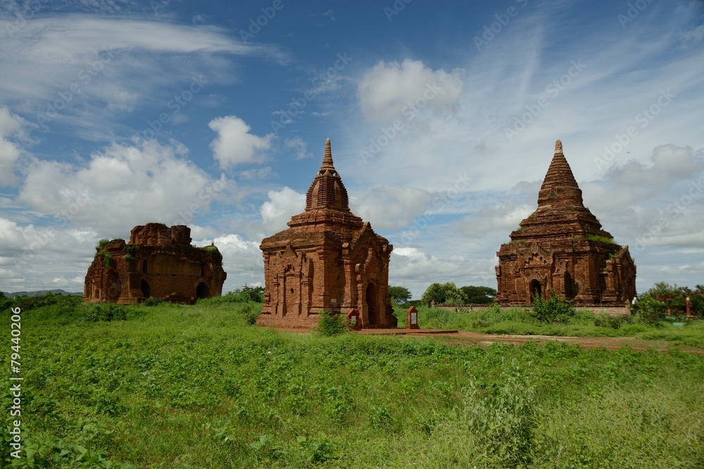View at ancient buddhist temples in Bagan
