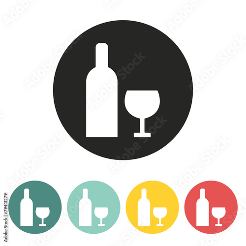 wine bottle and glass icon.